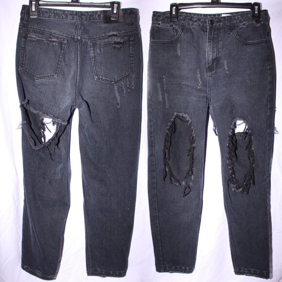 UNIF x Urban Outfitters Destroyed Black Denim Twerk Jeans Size 27 - Picture 6 of 7